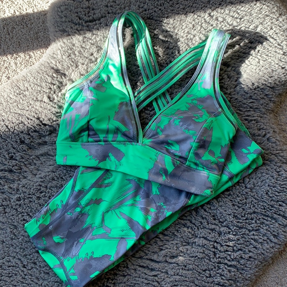 JoyLab 2pcs workout outfit green/grey
